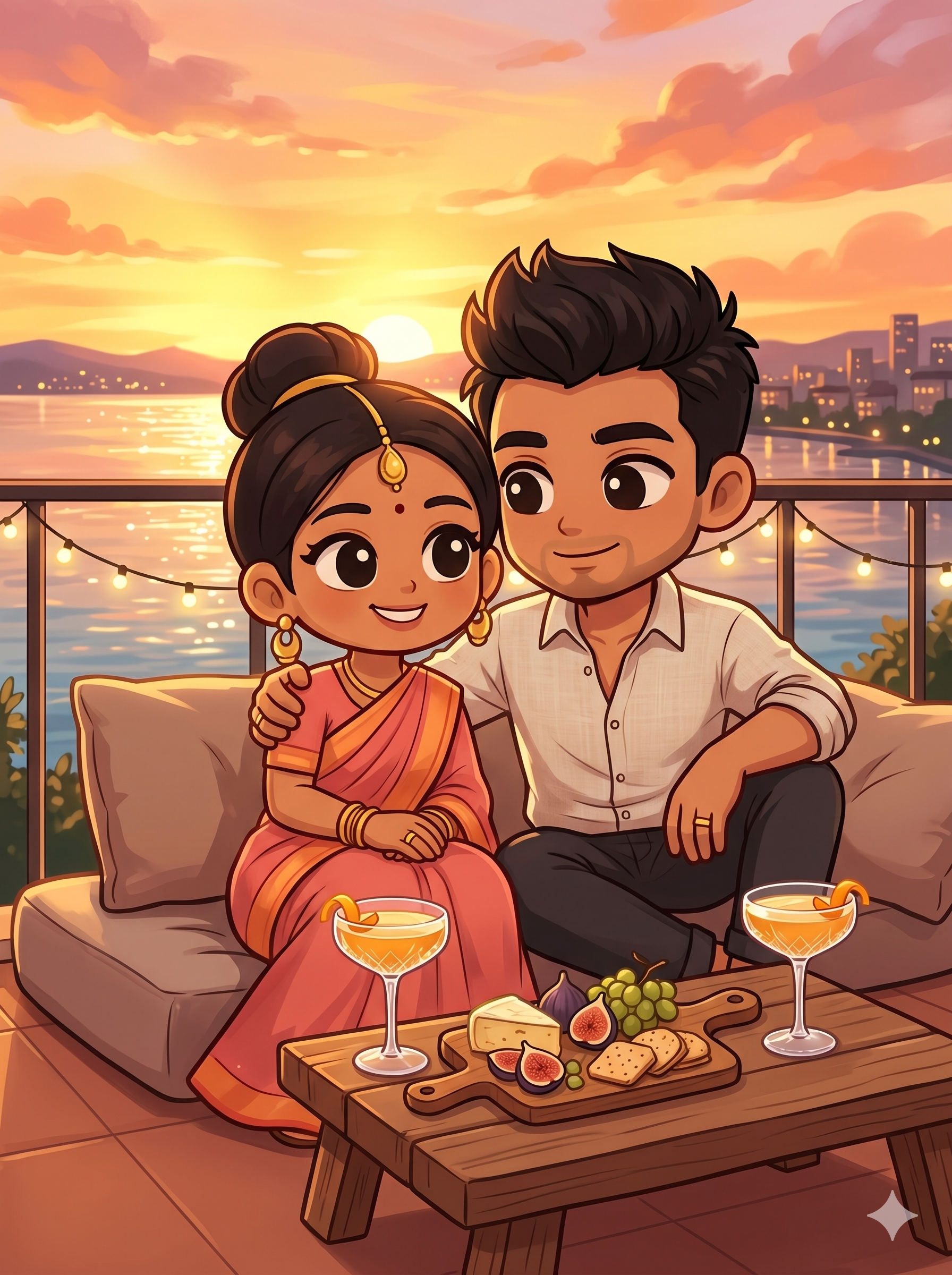 Apéro au coucher du soleil — Version romantique